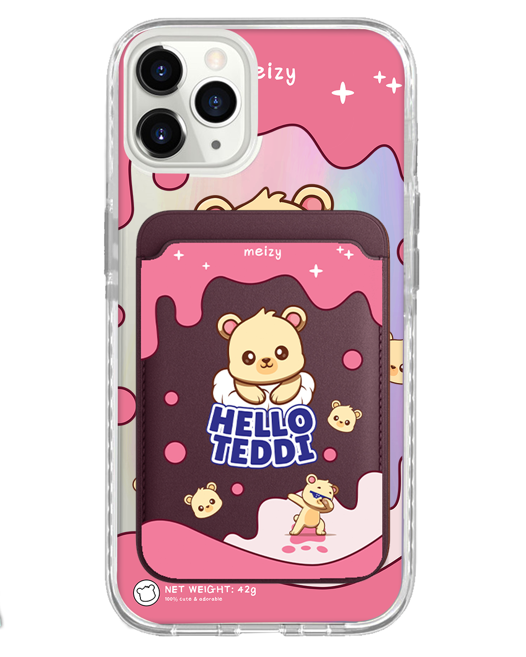 iPhone Magnetic Wallet Holo Case - Hello Teddy 2.0