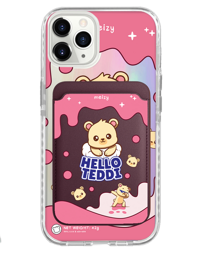 iPhone Magnetic Wallet Holo Case - Hello Teddy 2.0
