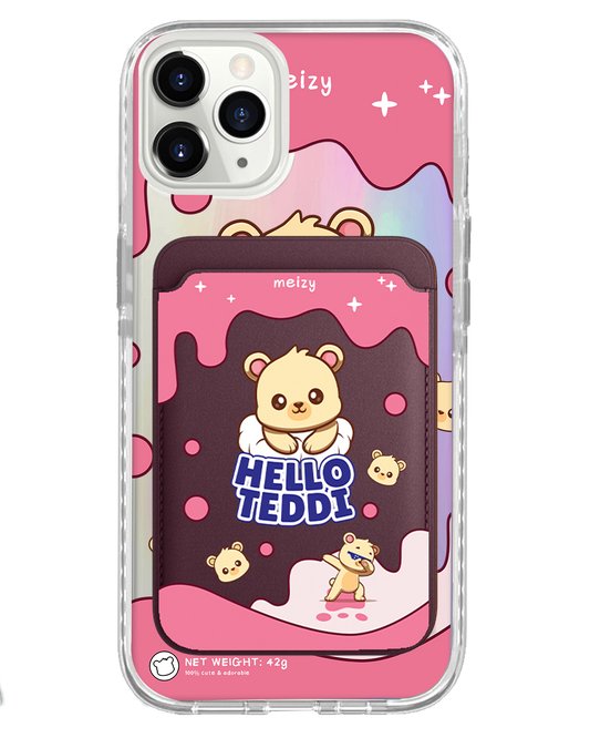 iPhone Magnetic Wallet Holo Case - Hello Teddy 2.0