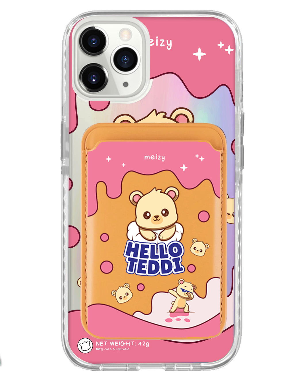 iPhone Magnetic Wallet Holo Case - Hello Teddy 2.0