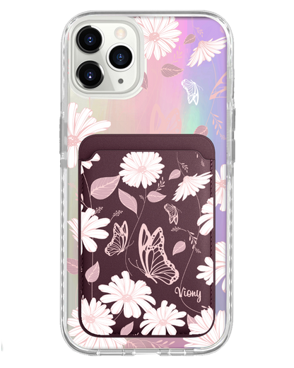 iPhone Magnetic Wallet Holo Case - Butterfly & Daisy