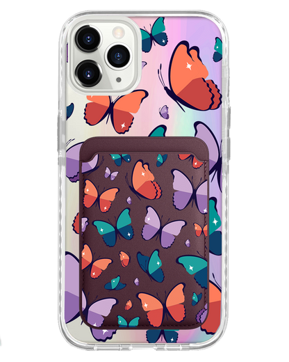 iPhone Magnetic Wallet Holo Case - Butterfly