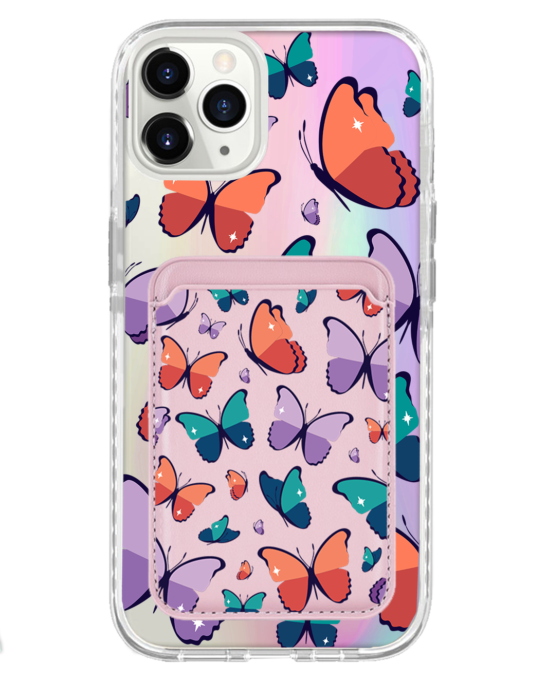 iPhone Magnetic Wallet Holo Case - Butterfly