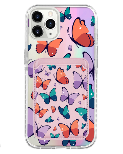 iPhone Magnetic Wallet Holo Case - Butterfly