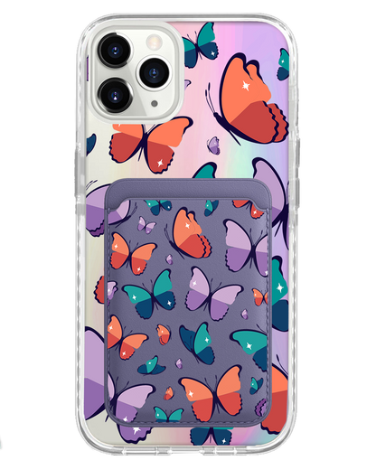 iPhone Magnetic Wallet Holo Case - Butterfly