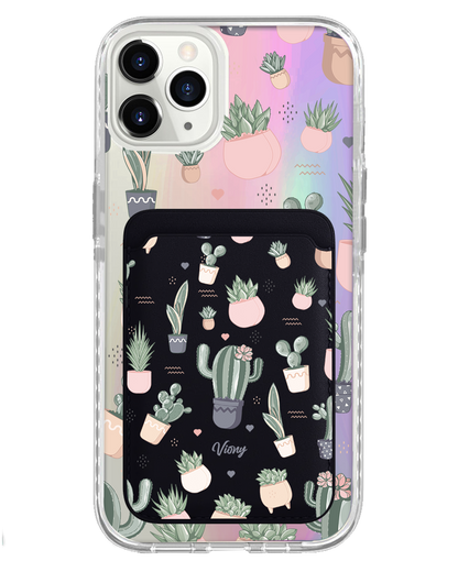 iPhone Magnetic Wallet Holo Case - Cactus 2.0