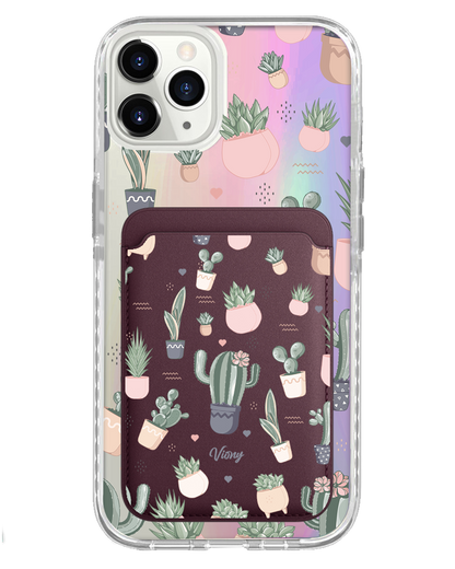 iPhone Magnetic Wallet Holo Case - Cactus 2.0