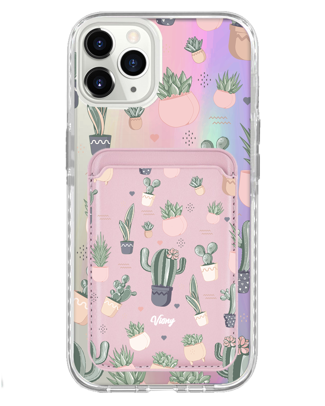 iPhone Magnetic Wallet Holo Case - Cactus 2.0