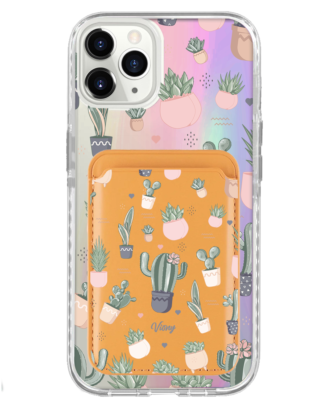 iPhone Magnetic Wallet Holo Case - Cactus 2.0