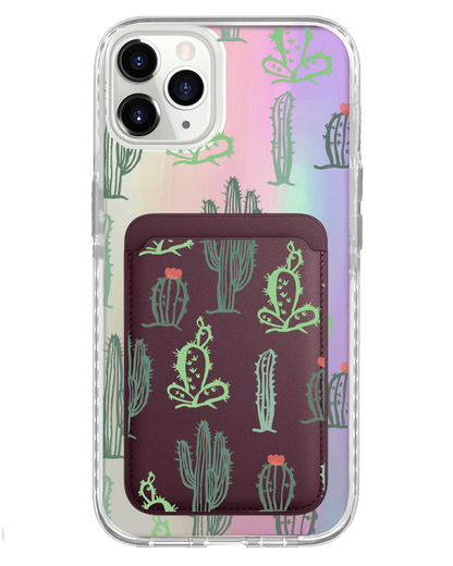 iPhone Magnetic Wallet Holo Case - Cactus