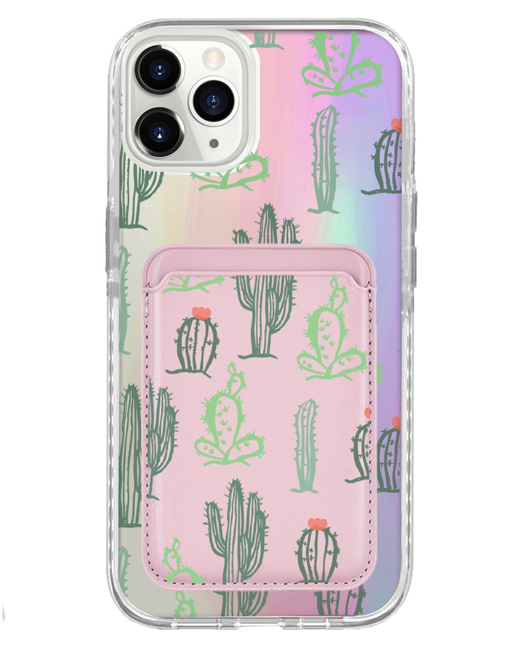 iPhone Magnetic Wallet Holo Case - Cactus