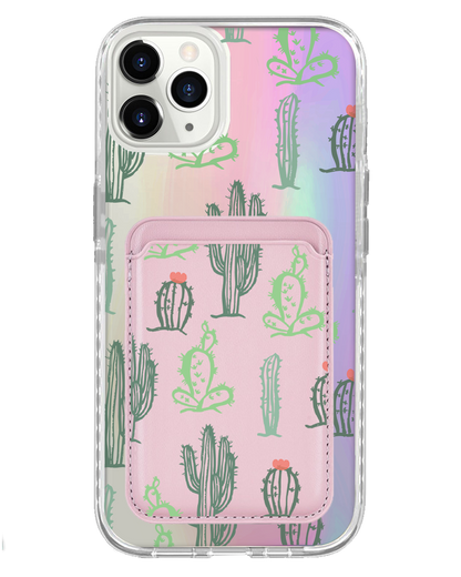 iPhone Magnetic Wallet Holo Case - Cactus