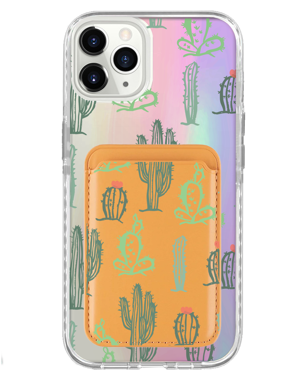 iPhone Magnetic Wallet Holo Case - Cactus