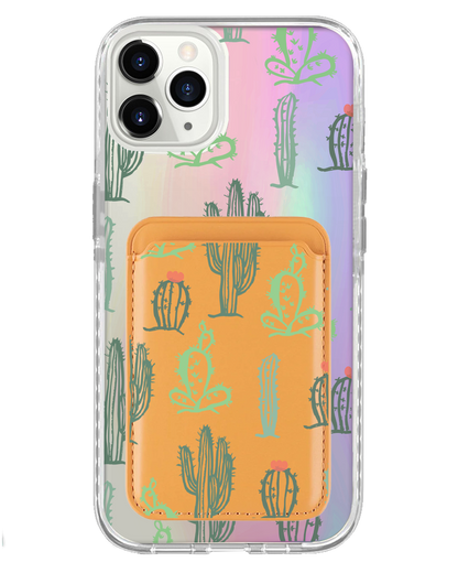 iPhone Magnetic Wallet Holo Case - Cactus