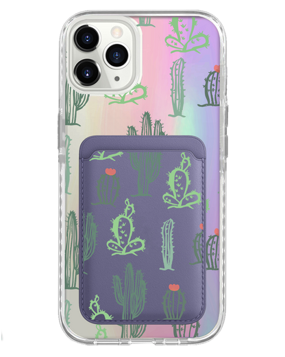 iPhone Magnetic Wallet Holo Case - Cactus