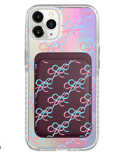 iPhone Magnetic Wallet Holo Case - Coquette Overlap Bow