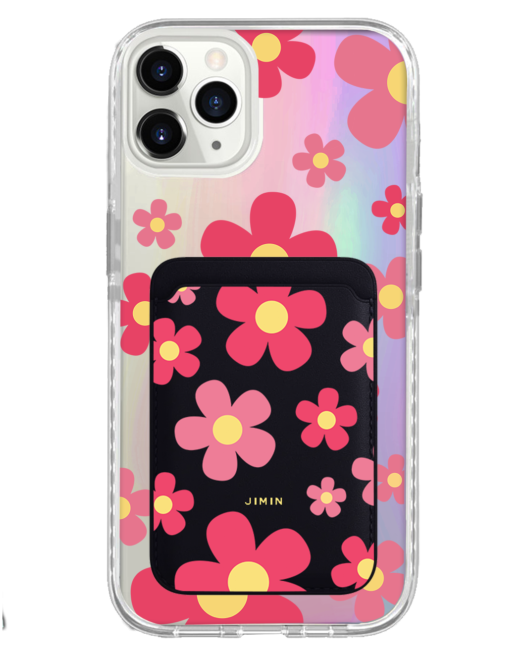 iPhone Magnetic Wallet Holo Case - Daisy Blush