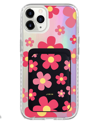iPhone Magnetic Wallet Holo Case - Daisy Blush