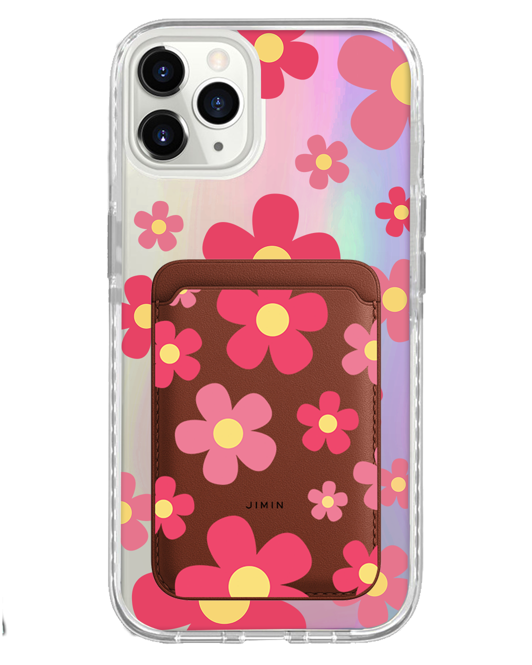 iPhone Magnetic Wallet Holo Case - Daisy Blush