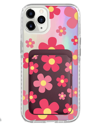 iPhone Magnetic Wallet Holo Case - Daisy Blush