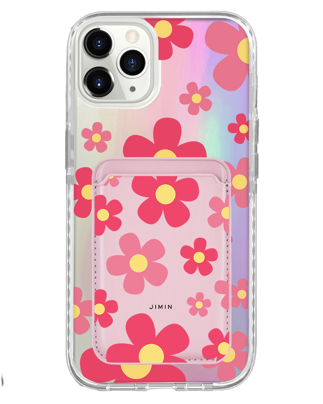 iPhone Magnetic Wallet Holo Case - Daisy Blush