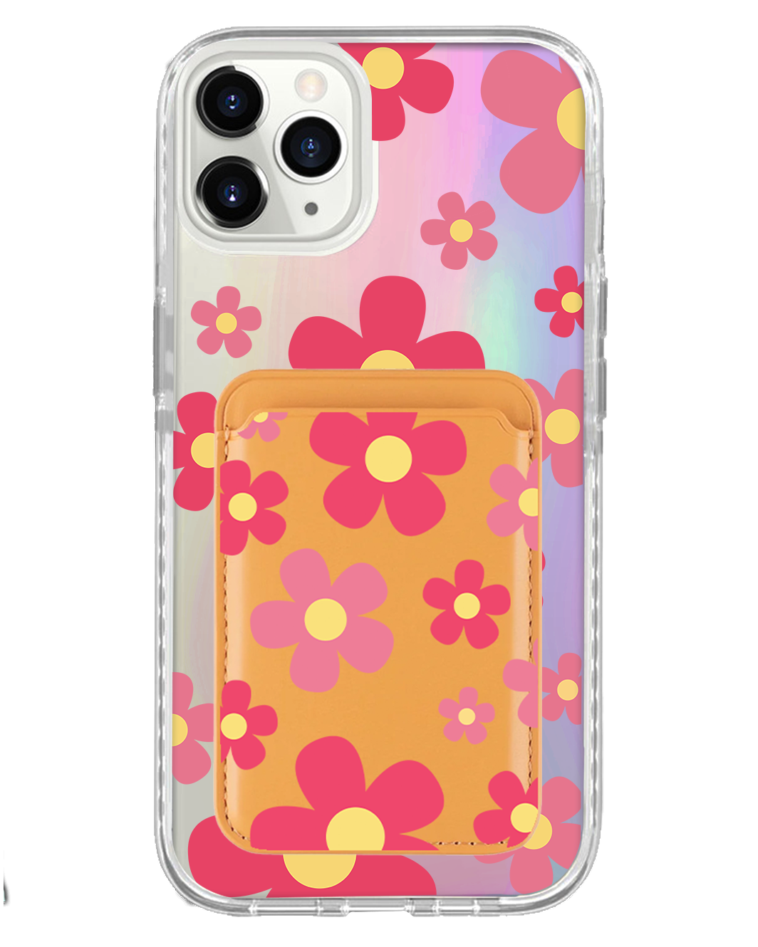 iPhone Magnetic Wallet Holo Case - Daisy Blush