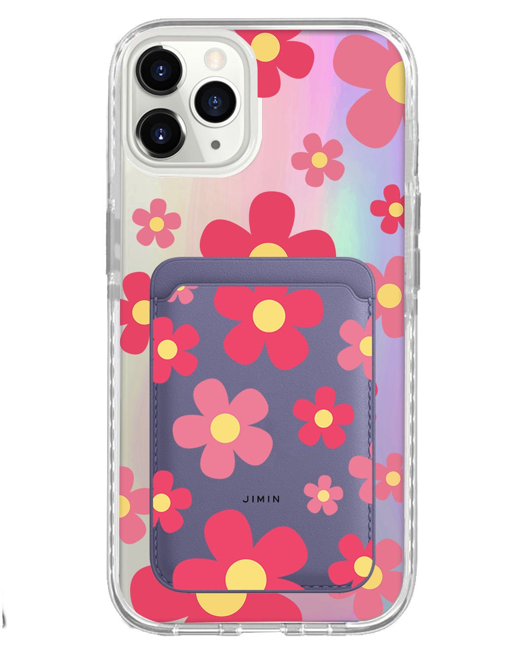 iPhone Magnetic Wallet Holo Case - Daisy Blush