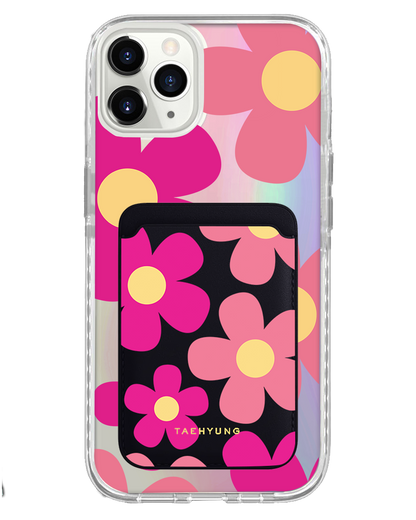 iPhone Magnetic Wallet Holo Case - Daisy Delight