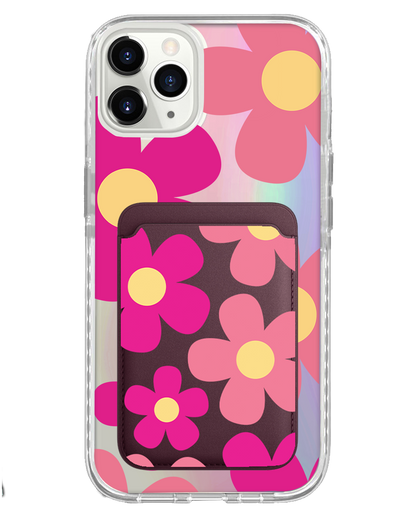 iPhone Magnetic Wallet Holo Case - Daisy Delight
