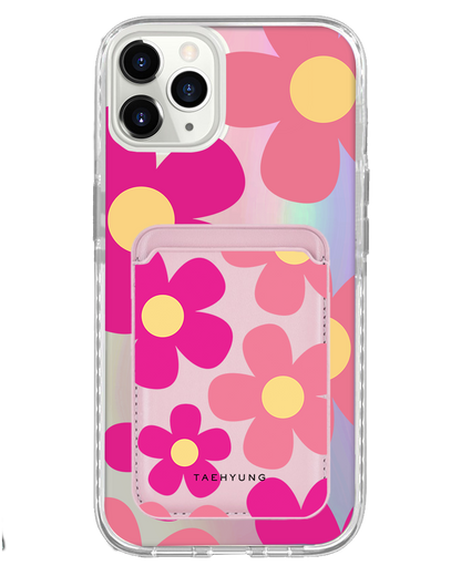 iPhone Magnetic Wallet Holo Case - Daisy Delight