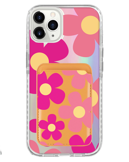iPhone Magnetic Wallet Holo Case - Daisy Delight