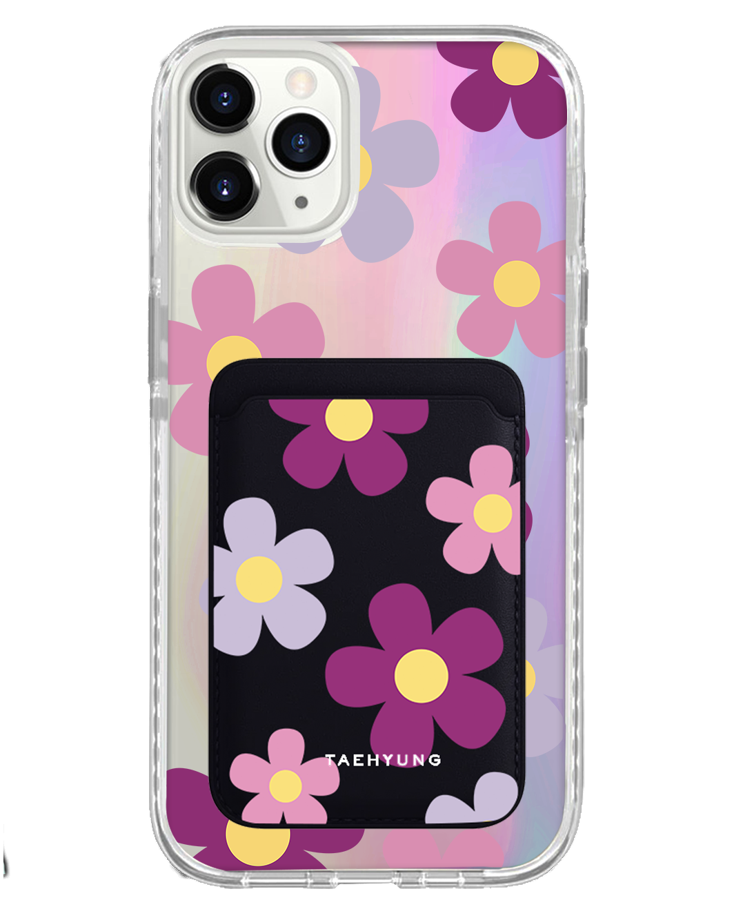 iPhone Magnetic Wallet Holo Case - Daisy Paradise