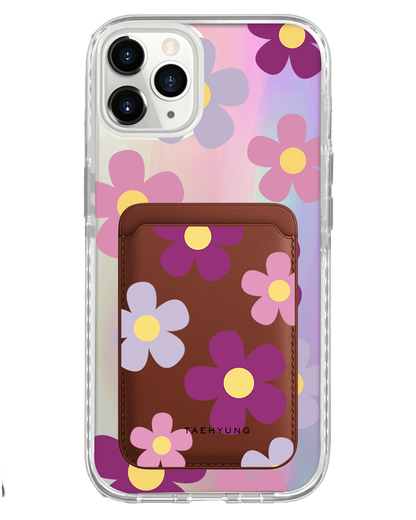 iPhone Magnetic Wallet Holo Case - Daisy Paradise