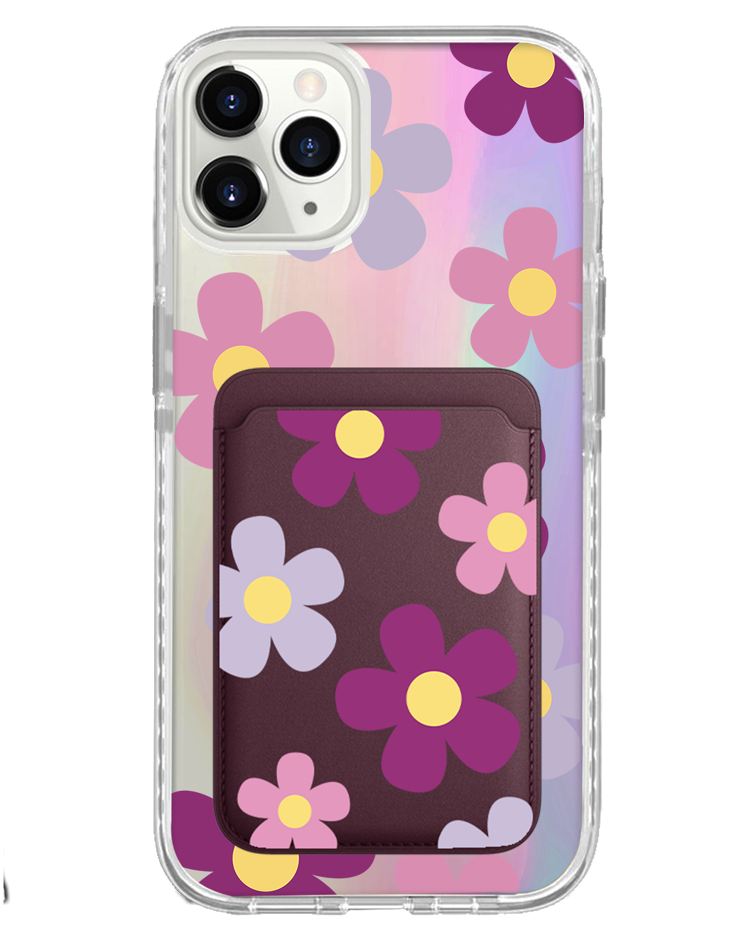 iPhone Magnetic Wallet Holo Case - Daisy Paradise