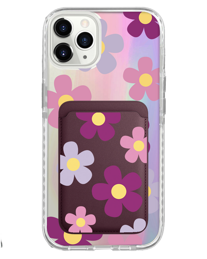 iPhone Magnetic Wallet Holo Case - Daisy Paradise