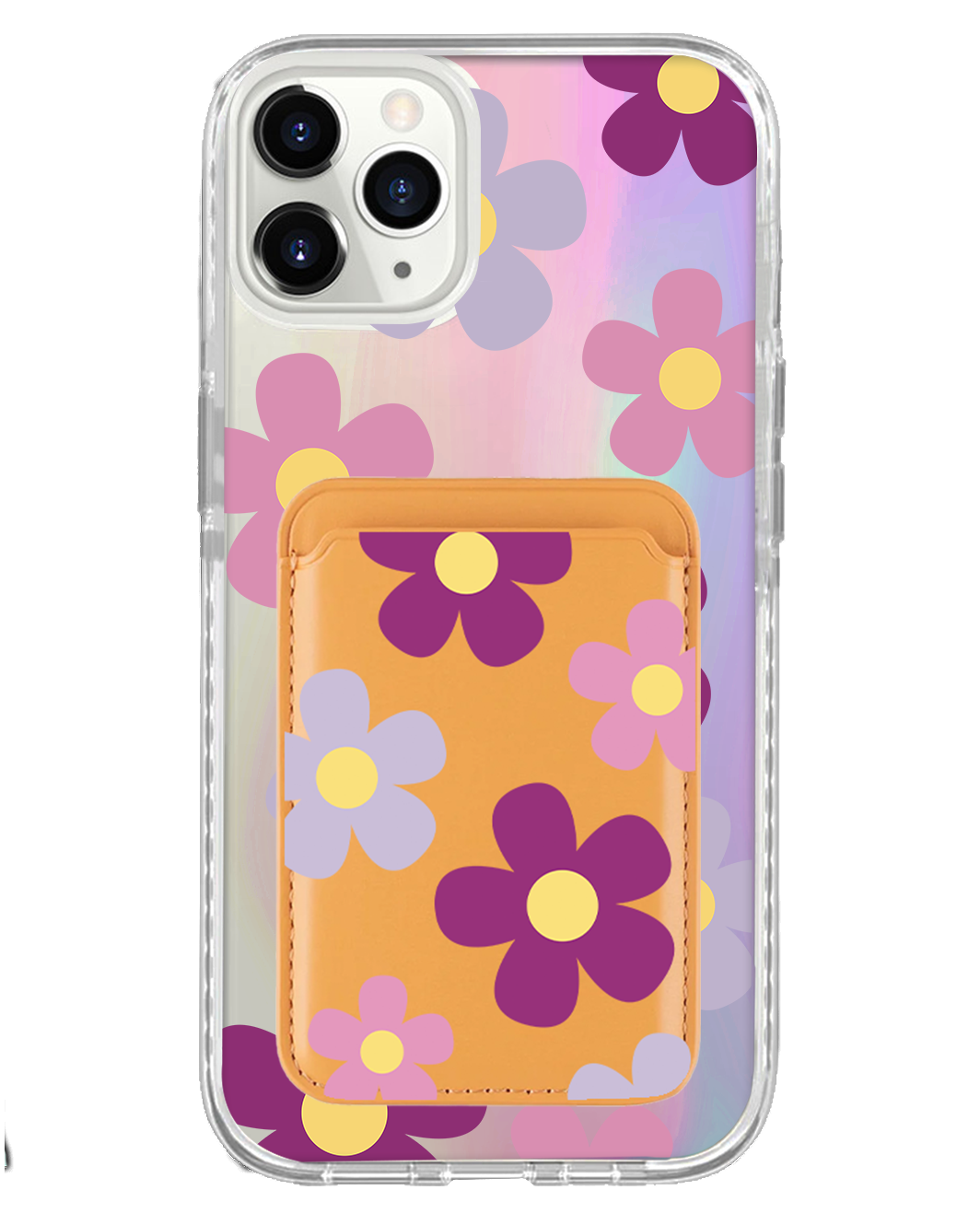 iPhone Magnetic Wallet Holo Case - Daisy Paradise