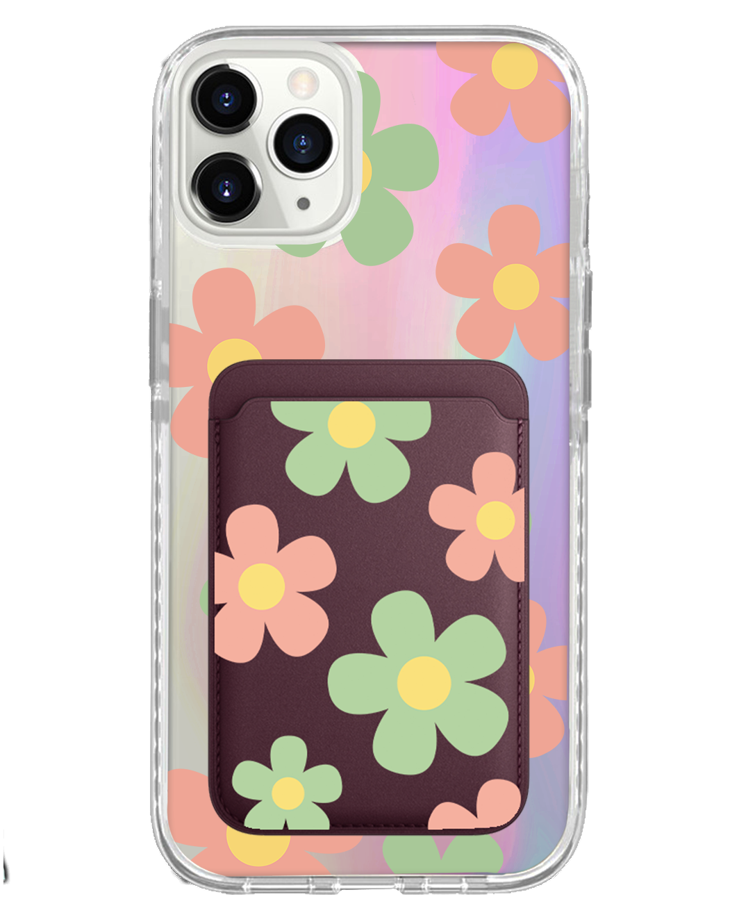 iPhone Magnetic Wallet Holo Case - Daisy Spring