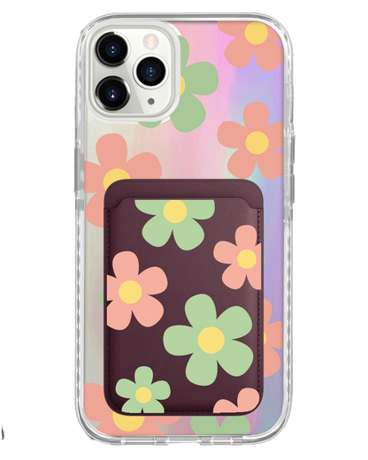 iPhone Magnetic Wallet Holo Case - Daisy Spring