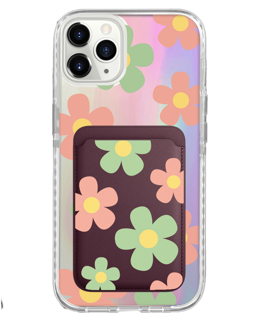 iPhone Magnetic Wallet Holo Case - Daisy Spring