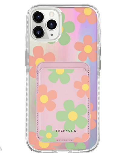 iPhone Magnetic Wallet Holo Case - Daisy Spring