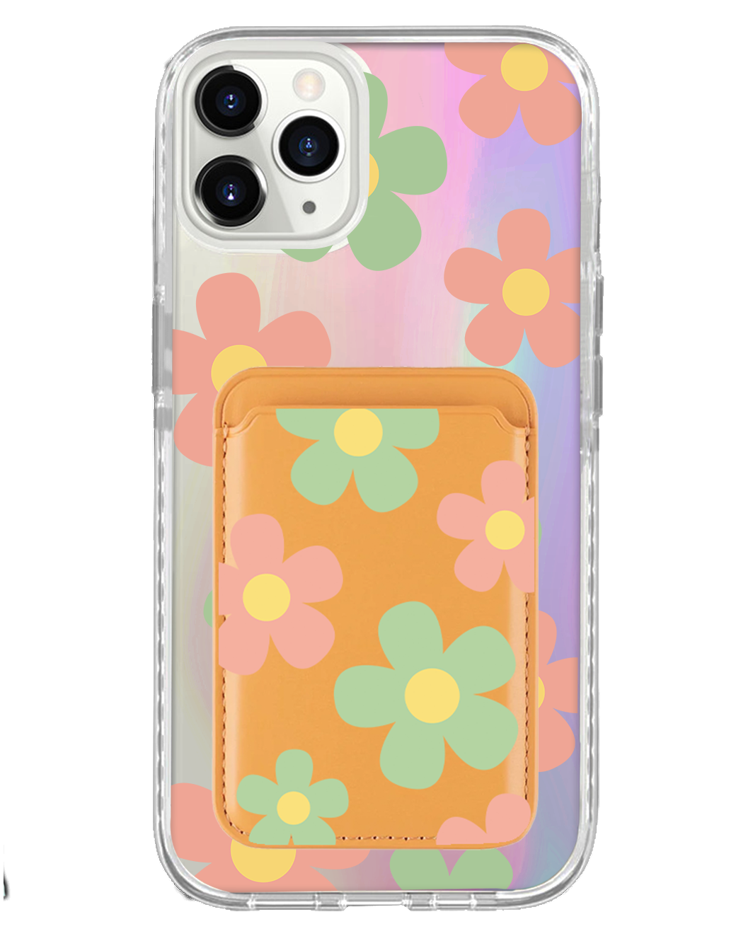 iPhone Magnetic Wallet Holo Case - Daisy Spring