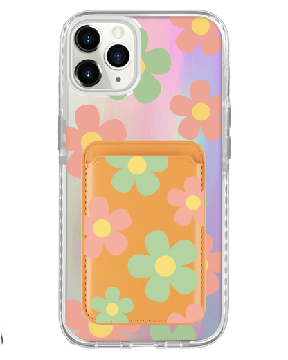 iPhone Magnetic Wallet Holo Case - Daisy Spring