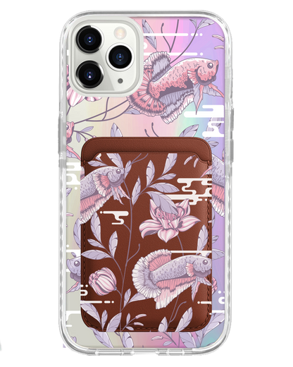 iPhone Magnetic Wallet Holo Case - Fish & Floral 1.0