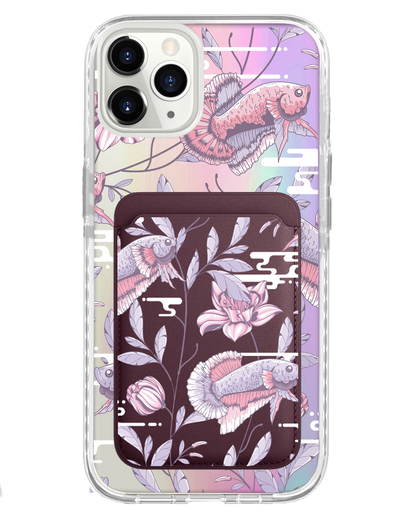 iPhone Magnetic Wallet Holo Case - Fish & Floral 1.0