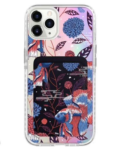 iPhone Magnetic Wallet Holo Case - Fish & Floral 2.0