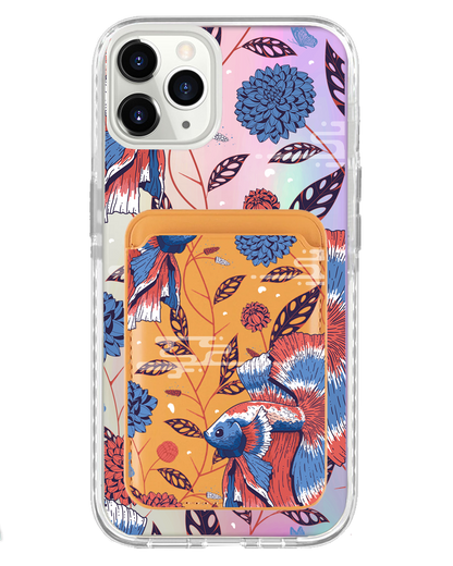 iPhone Magnetic Wallet Holo Case - Fish & Floral 2.0