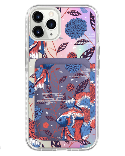 iPhone Magnetic Wallet Holo Case - Fish & Floral 2.0