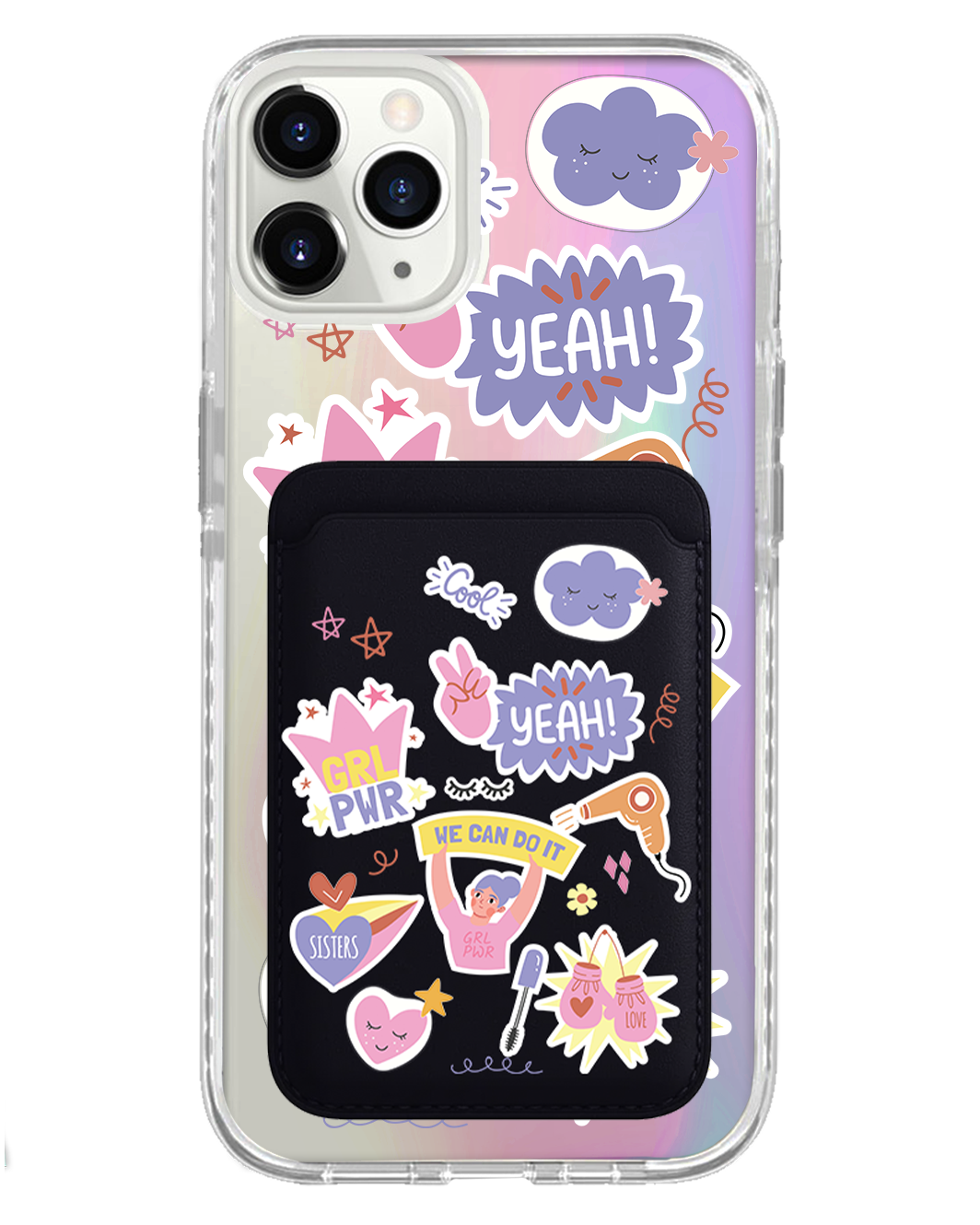 iPhone Magnetic Wallet Holo Case - Girl Power Sticker Pack