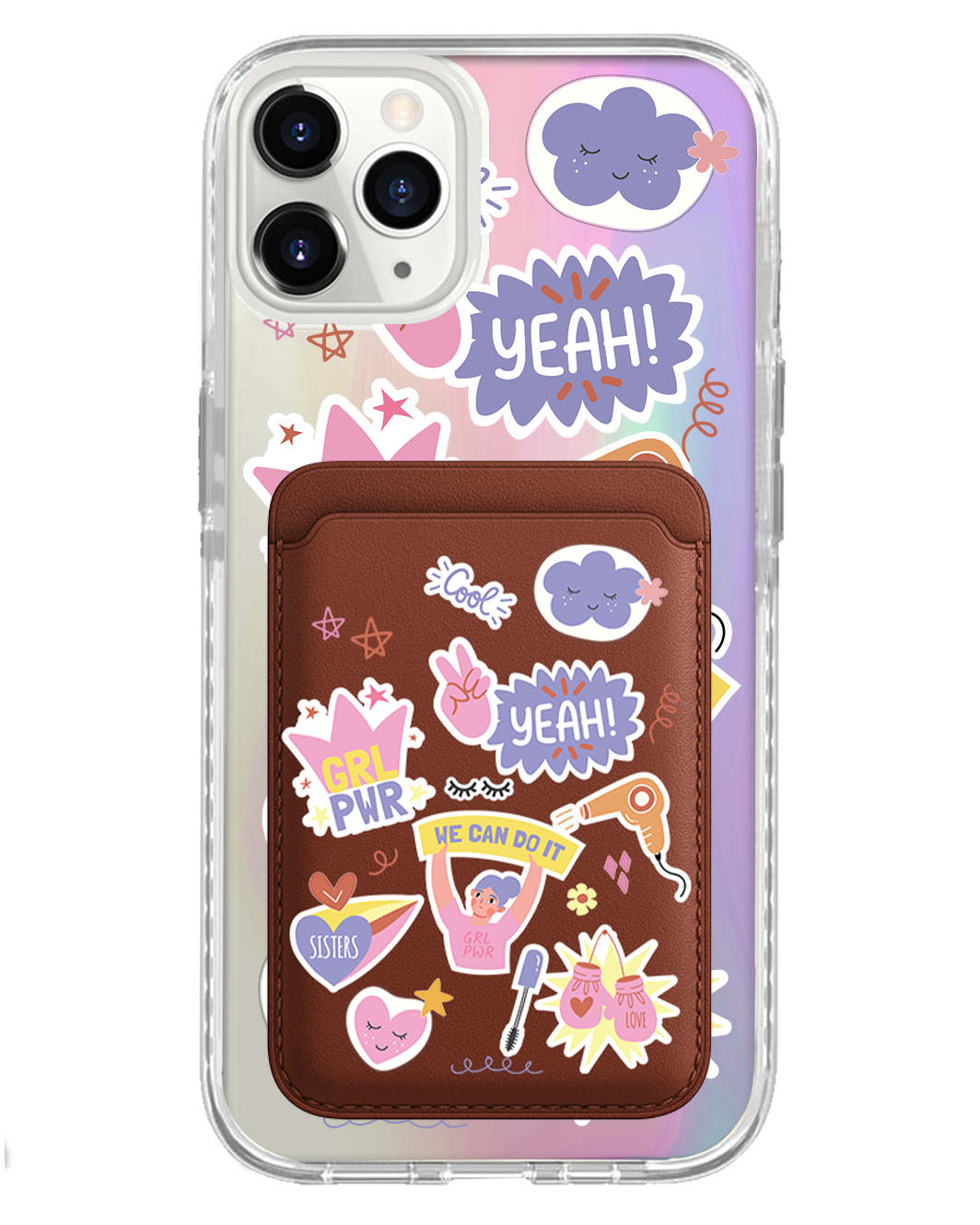 iPhone Magnetic Wallet Holo Case - Girl Power Sticker Pack