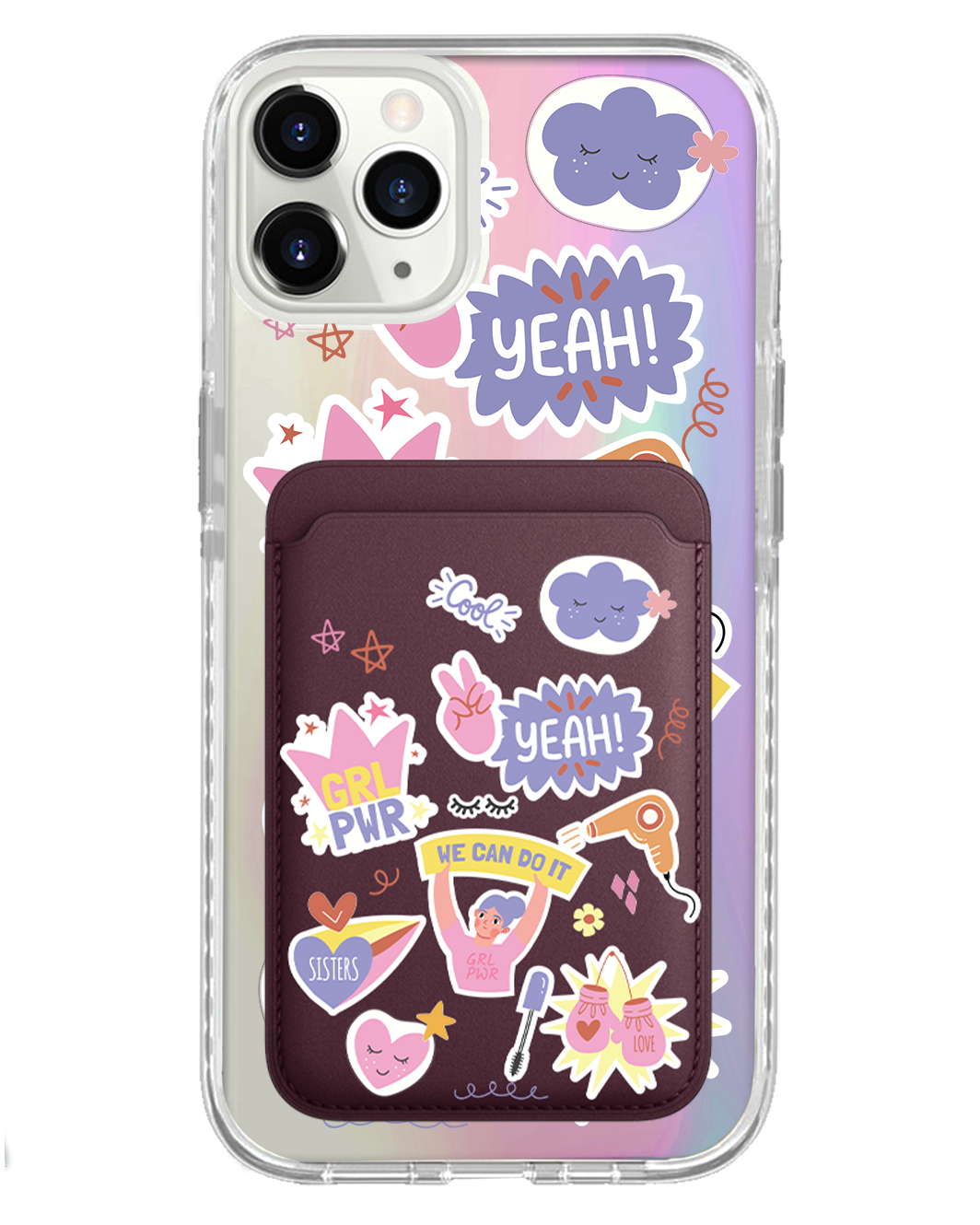 iPhone Magnetic Wallet Holo Case - Girl Power Sticker Pack